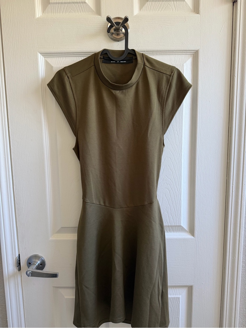 Urban Outfitters Olive Cap-Sleeve Fit & Flare Midi Dress